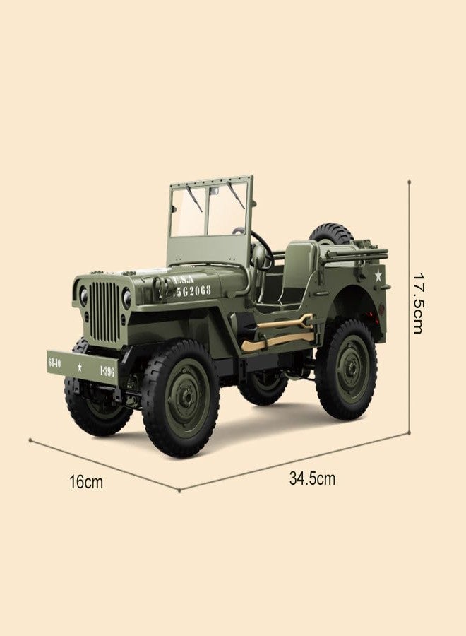 OOTLO 1/10 Willys MB Jeep RC Car 4WD Off Road Vehicle RTR Multifunctional Jeep Car 2.4GHz Military Truck 4x4 RC Crawler with Car Light Two Batteries for Kids Gift - Image 4